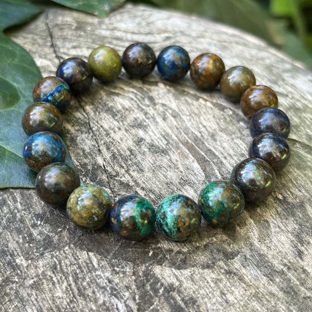 11mm stretchable‎ azurite bracelet